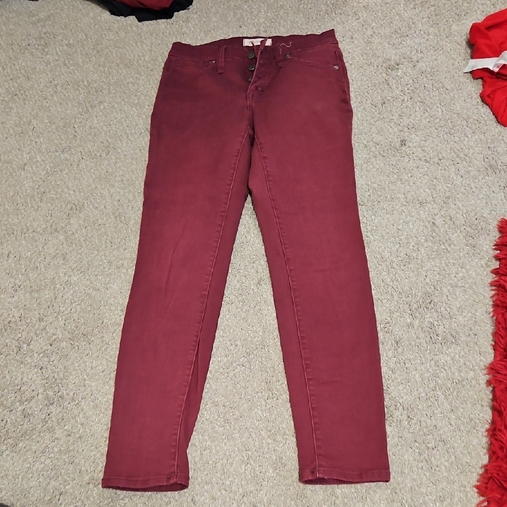 Madewell Maroon Stretchy Skinny Jeans with Modern Fit